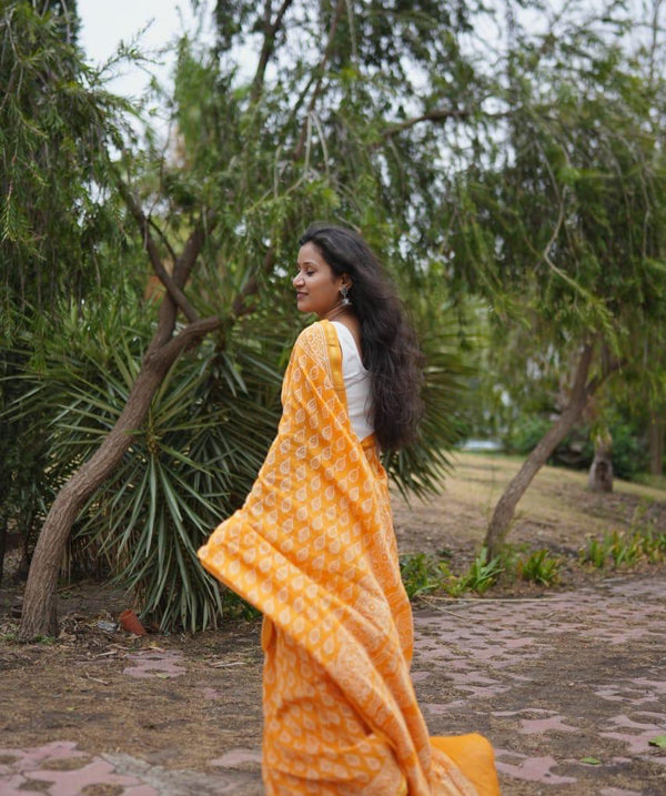 Chanderi Dabu Print Saree