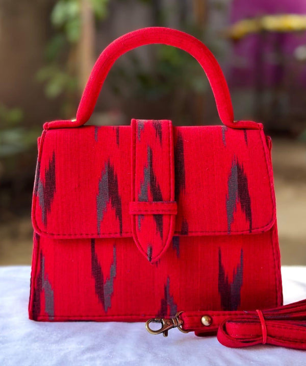 Ikat Aura Handbag by Sadabaharhandloom